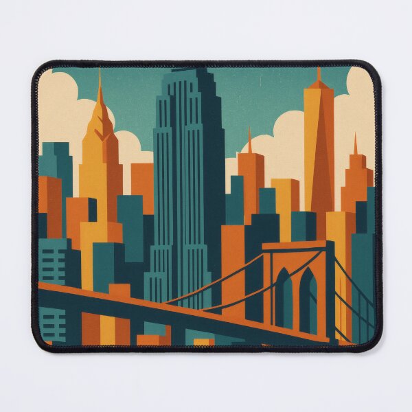 Item preview, Retro Pop Art Poster Illustration of New York City | Bold Manhattan City Print with Statue of Liberty, Times Square & Empire State Building | Vintage American Travel Wall Art Decor designed and sold by PaintedPixels01.