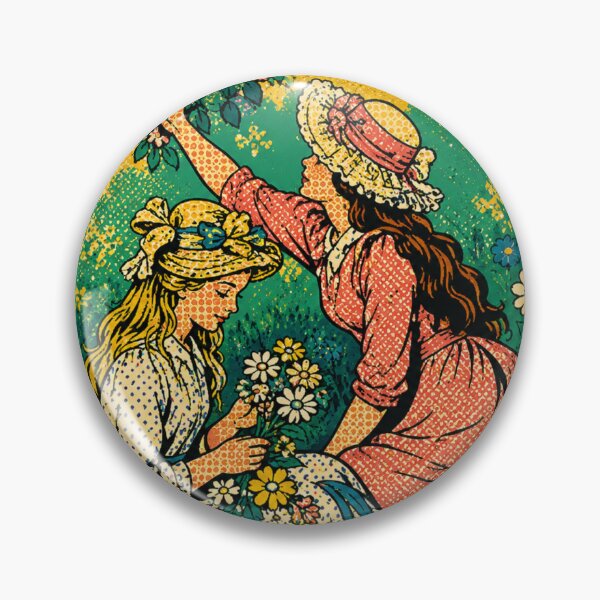Item preview, Two Girls Floral Pop Art Vintage Garden Girls for Retro Decor Lovers designed and sold by RickE.