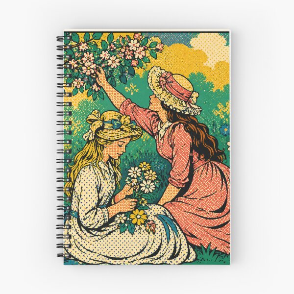 Item preview, Two Girls Floral Pop Art Vintage Garden Girls for Retro Decor Lovers designed and sold by RickE.