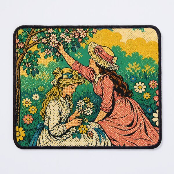 Item preview, Two Girls Floral Pop Art Vintage Garden Girls for Retro Decor Lovers designed and sold by RickE.