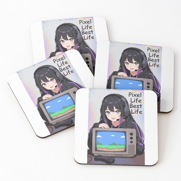 Item preview, Pixel Life Best Life Anime Gamer Girl | Retro Gaming Aesthetic Sticker designed and sold by Amber Sky Creations.