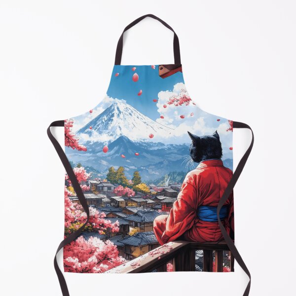Item preview, Cat Japanese Landscape Cherry Blossom Mount Fuji Kimono Village designed and sold by juniorcastros.