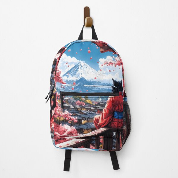 Item preview, Cat Japanese Landscape Cherry Blossom Mount Fuji Kimono Village designed and sold by juniorcastros.