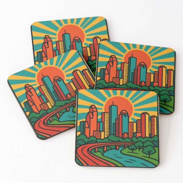 Item preview, Retro Pop Art Poster Illustration of Houston | Bold Space City Print with NASA Space Center, Downtown Skyline & Texas Heritage | Vintage American Travel Wall Art Decor designed and sold by PaintedPixels01.