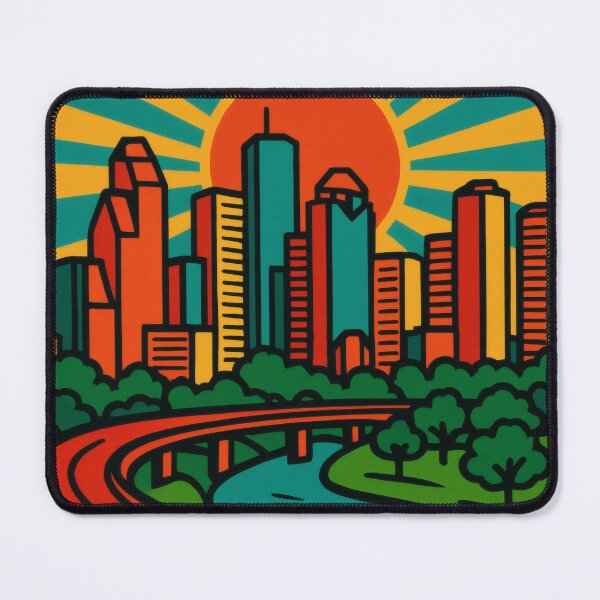 Item preview, Retro Pop Art Poster Illustration of Houston | Bold Space City Print with NASA Space Center, Downtown Skyline & Texas Heritage | Vintage American Travel Wall Art Decor designed and sold by PaintedPixels01.