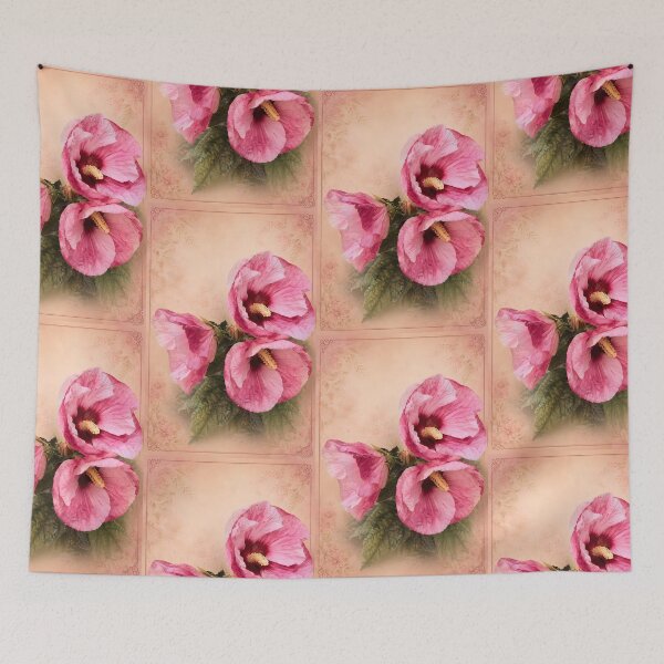 Item preview, Pink Blossom Botanical Wall Art | Vintage Pink Hibiscus Floral Print | Cottagecore Nature Decor designed and sold by Violafleurviolett.