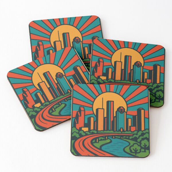 Item preview, Retro Pop Art Poster Illustration of Houston | Bold Space City Print with NASA Space Center, Downtown Skyline & Texas Heritage | Vintage American Travel Wall Art Decor designed and sold by PaintedPixels01.