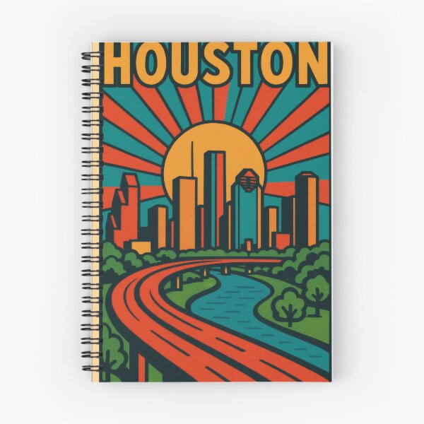 Item preview, Retro Pop Art Poster Illustration of Houston | Bold Space City Print with NASA Space Center, Downtown Skyline & Texas Heritage | Vintage American Travel Wall Art Decor designed and sold by PaintedPixels01.