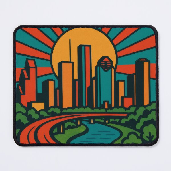 Item preview, Retro Pop Art Poster Illustration of Houston | Bold Space City Print with NASA Space Center, Downtown Skyline & Texas Heritage | Vintage American Travel Wall Art Decor designed and sold by PaintedPixels01.