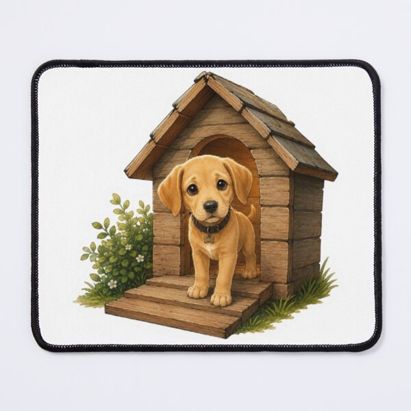 Item preview, Puppy in a Cozy Wooden Doghouse designed and sold by Snurly.