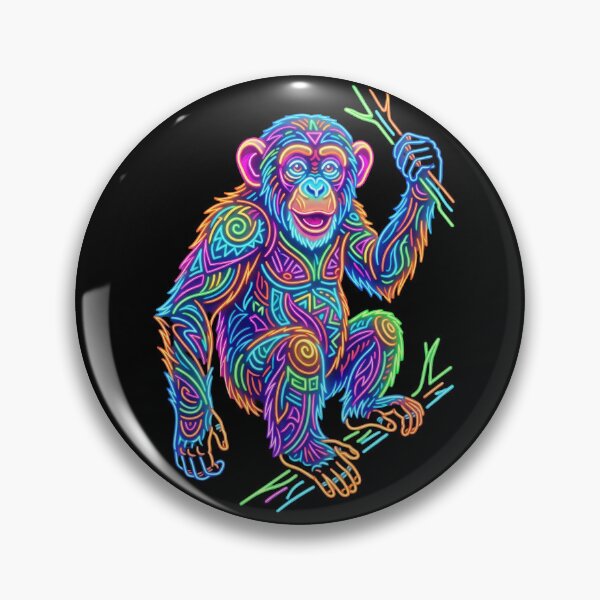 Artikelvorschau, Neonfarbenes Schimpansen-Kunstwerk – Psychedelische Tierillustration – Farbenfrohe Affenillustration entworfen und verkauft von PlumArtDesign.