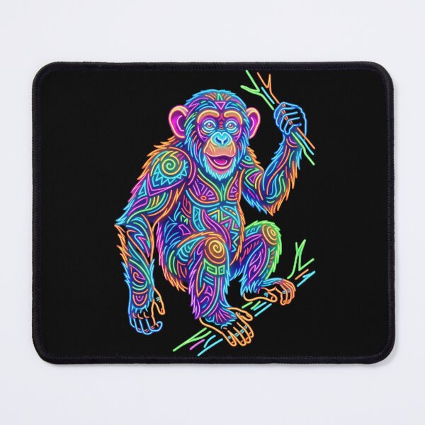 Item preview, Neon Chimpanzee Psychedelic Animal Art – Colorful Monkey Illustration designed and sold by PlumArtDesign.