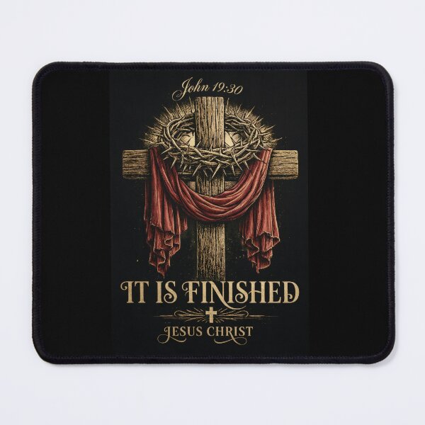 Item preview, It Is Finished - John 19:30 Vintage Christian Cross with Red Cloth designed and sold by Vivido Studio.