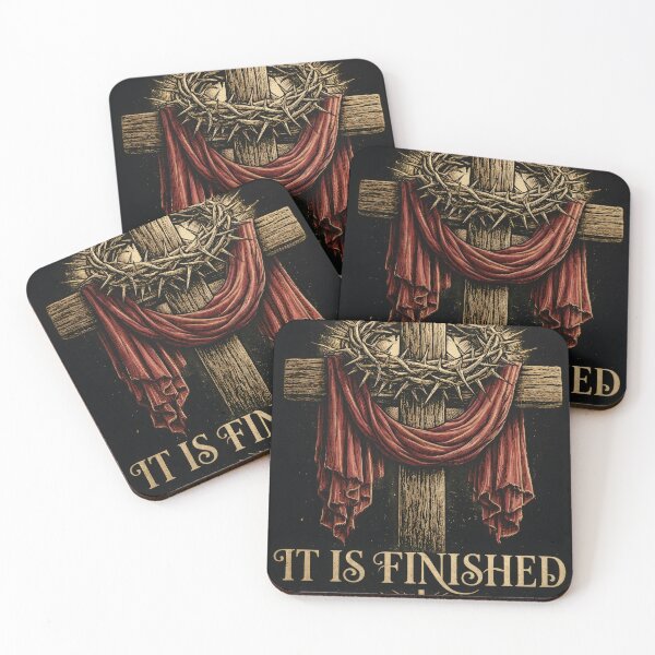 Item preview, It Is Finished - John 19:30 Vintage Christian Cross with Red Cloth designed and sold by Vivido Studio.