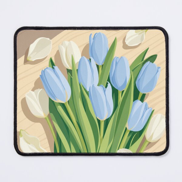 Item preview, Blue and White Tulip Bouquet Illustration designed and sold by minbadesign.