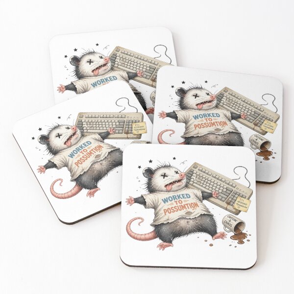 Item preview, Worked to Possumtion Funny Burnout Opossum designed and sold by NikaRka.