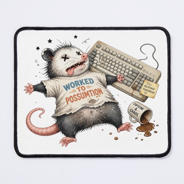 Item preview, Worked to Possumtion Funny Burnout Opossum designed and sold by NikaRka.
