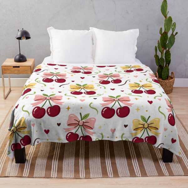 Item preview, Cute Retro Cherries with Bows Seamless Pattern Background designed and sold by DiNata.