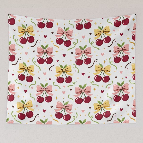 Item preview, Cute Retro Cherries with Bows Seamless Pattern Background designed and sold by DiNata.