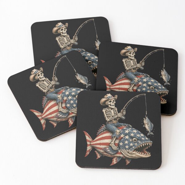Item preview, Skeleton Fishing Bass Fish USA Flag designed and sold by OlakunleOloroz.