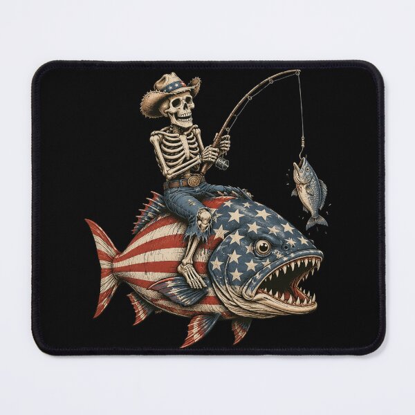 Item preview, Skeleton Fishing Bass Fish USA Flag designed and sold by OlakunleOloroz.