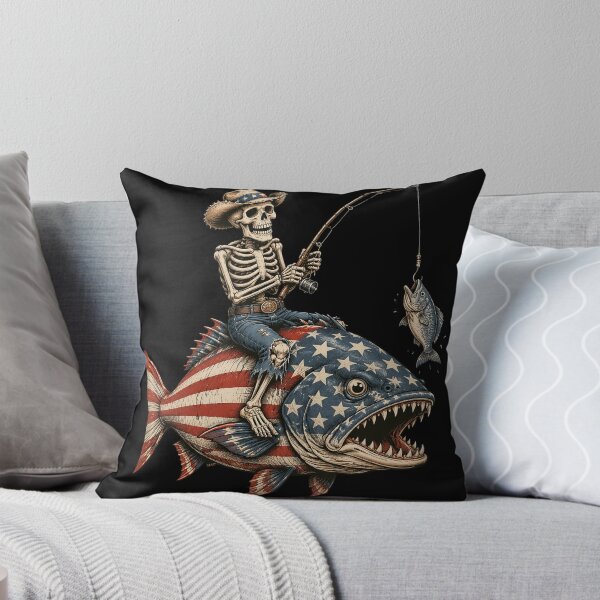Item preview, Skeleton Fishing Bass Fish USA Flag designed and sold by OlakunleOloroz.