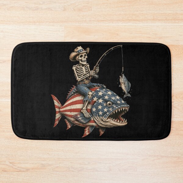 Item preview, Skeleton Fishing Bass Fish USA Flag designed and sold by OlakunleOloroz.