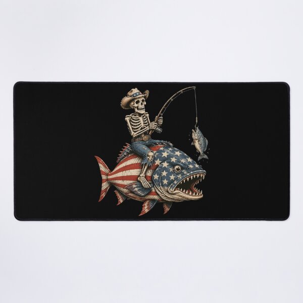 Item preview, Skeleton Fishing Bass Fish USA Flag designed and sold by OlakunleOloroz.