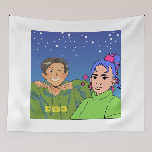 Item preview, Manga Couple – Stars Sky Boy & Girl Colorful Art designed and sold by Aliss20.