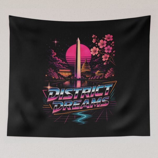 Item preview, Washington DC District Dreams – Neon Monument Skyline designed and sold by Fenay Designs.
