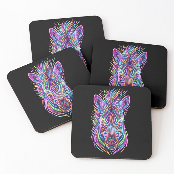 Item preview, Neon Zebra Face – Colorful Psychedelic Animal Art designed and sold by PlumArtDesign.