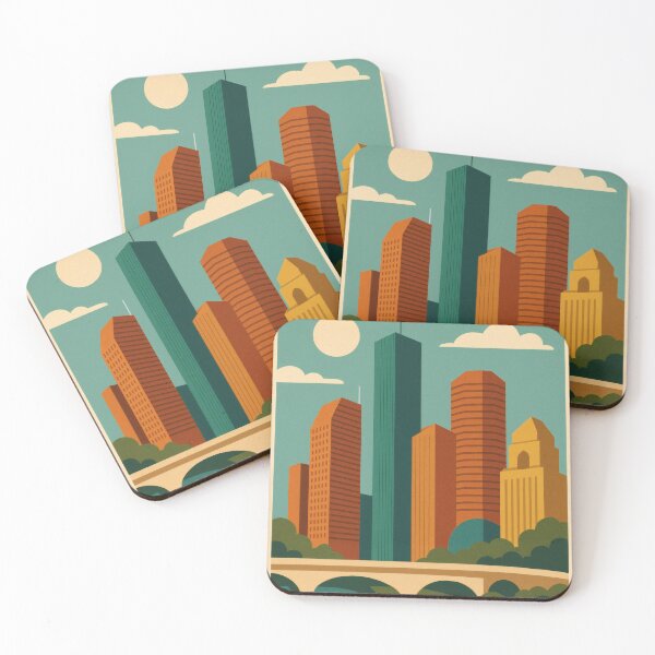 Item preview, Retro Pop Art Poster Illustration of Houston | Bold Space City Print with NASA Space Center, Downtown Skyline & Texas Heritage | Vintage American Travel Wall Art Decor designed and sold by PaintedPixels01.