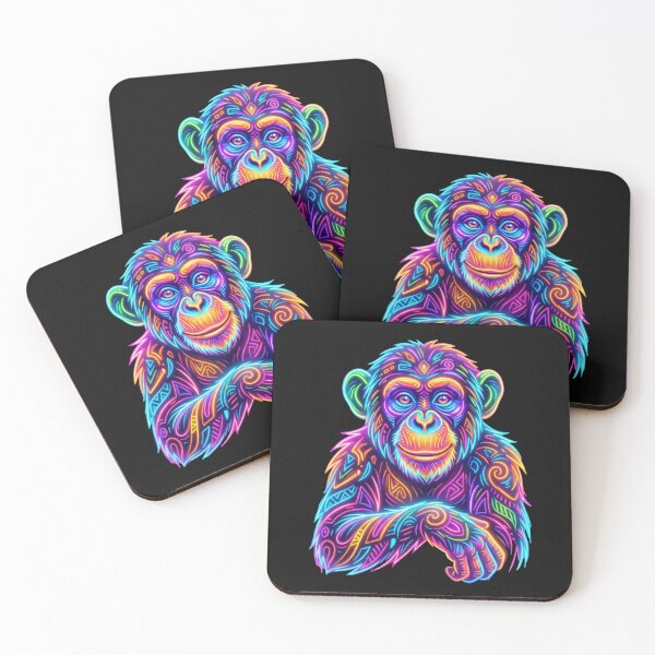 Item preview, Neon Chimpanzee Colorful Psychedelic Animal Art designed and sold by PlumArtDesign.