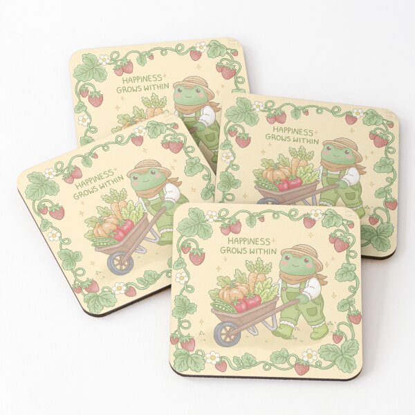 Item preview, Gardener frogged with strawberry border  designed and sold by Sunshine_doodle_club.