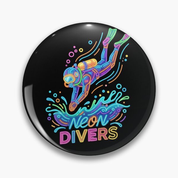 Item preview, Neon Scuba Diver Retro Ocean Adventure Design designed and sold by PlumArtDesign.
