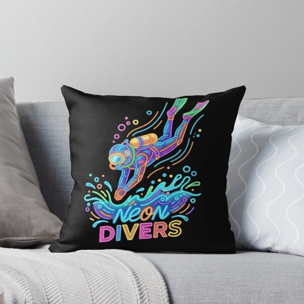 Artikelvorschau, Neon Scuba Diver Retro Ocean Adventure Design entworfen und verkauft von PlumArtDesign.