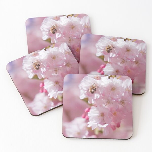 Item preview, Cherry Blossom and Bee Photography | Soft Pink Spring Floral Wall Art designed and sold by Mypixieart.