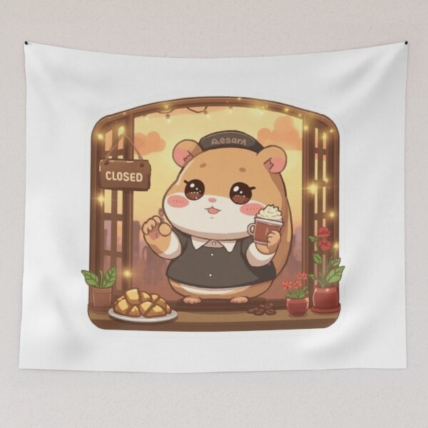 Item preview, Cute Barista Hamster Closing Café | Cozy Coffee Lover Sticker designed and sold by Stylestickers55.