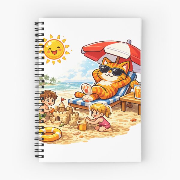 Item preview, Lazy Orange Beach Cat Relaxing Under a Sunny Umbrella designed and sold by SketchPalet.