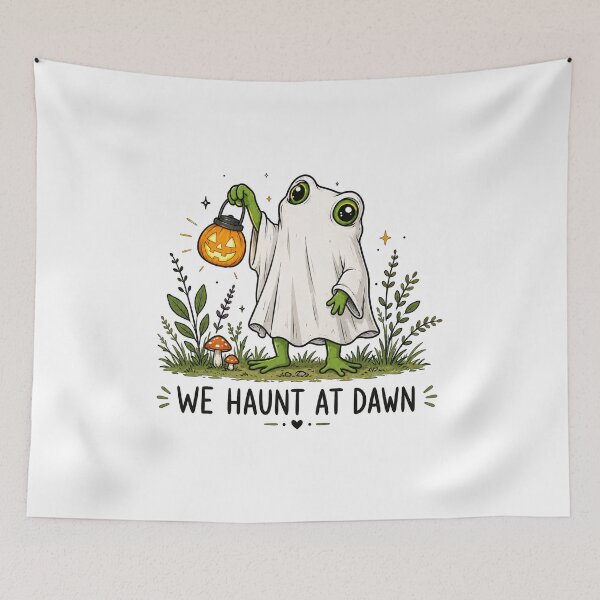 Item preview, Cute Frog Ghost Halloween | We Haunt at Dawn | Funny Spooky Frog Vintage designed and sold by Spyshirt.