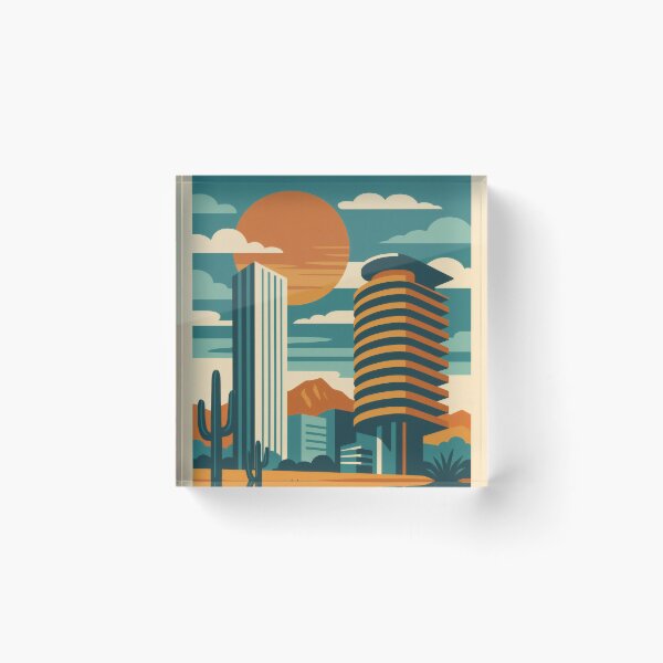 Item preview, Retro Pop Art Poster Illustration of Phoenix | Bold Desert City Print with Camelback Mountain, Saguaro Cacti & Southwestern Skyline | Vintage Arizona Travel Wall Art Decor designed and sold by PaintedPixels01.