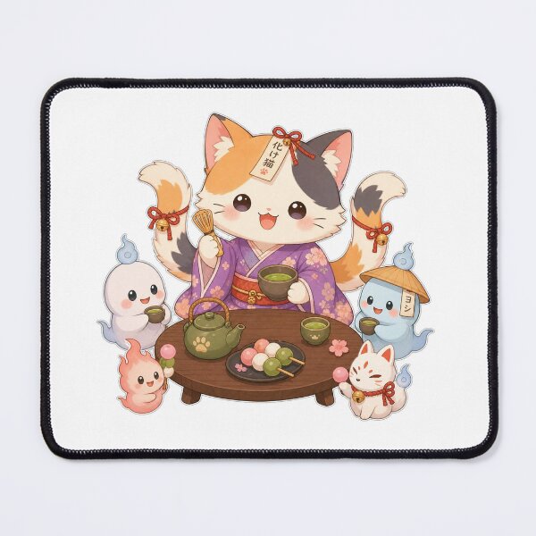 Item preview, Kawaii Bakeneko Matcha Tea Party designed and sold by kocha-014.