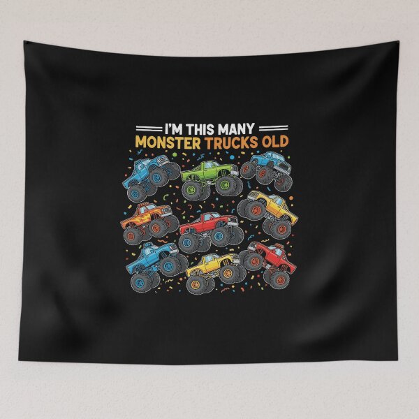 Item preview, I'm This Many Monster Trucks Old 9th Birthday For Boys Kids designed and sold by PopStars1993.