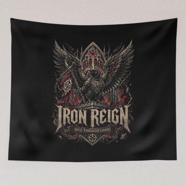 Aperçu de l'œuvre Bathory Band Iron Reign, s'élève à travers le chaos créée et vendue par trendie-tees.