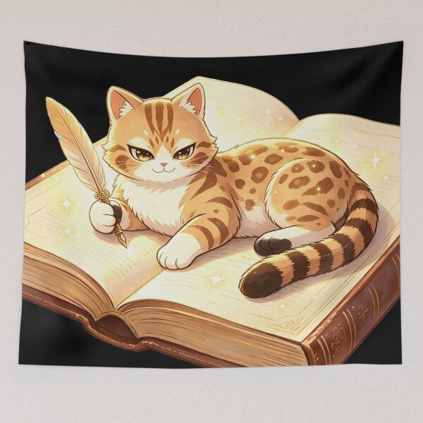Item preview, The Celestial Bookworm - Cute Felis Nigripes Wizard Reading designed and sold by ABYSSLAB.