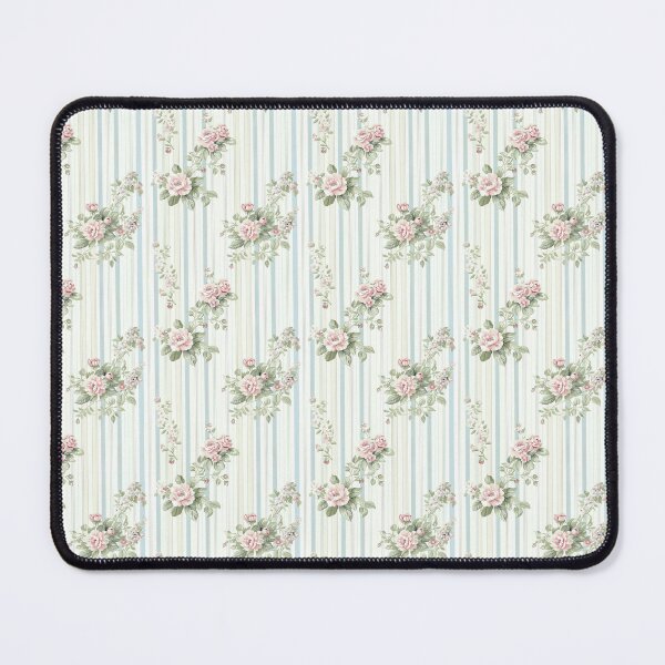 Item preview, Vintage Shabby Chic French Striped Blue and Pink Floral Pattern designed and sold by LouieVanille.