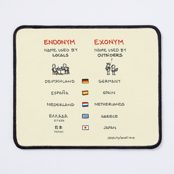 Item preview, Endonym and exonym designed and sold by Sketchplanations.