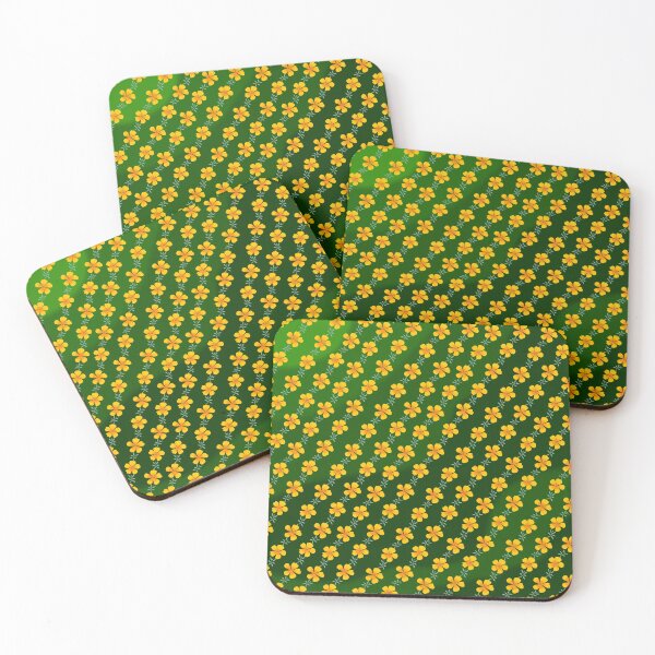 Item preview, Pattern of Yellow Flowers on Green Background designed and sold by Andrew  Hitchen.
