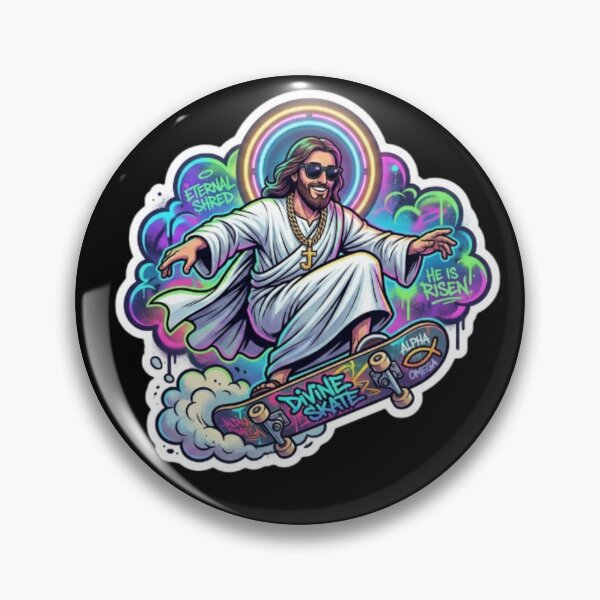 Item preview, Jesus Skateboarding - Funny Christian Skateboarding Humor Sarcastic Jesus Skating Longboard designed and sold by Sloyar.