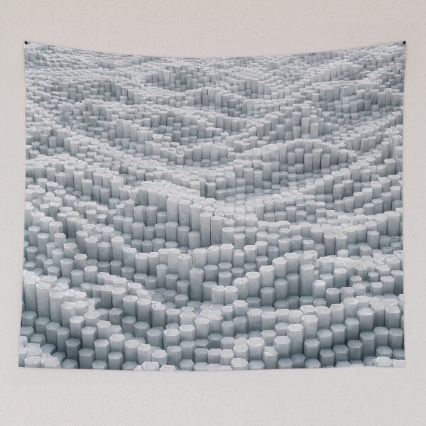 Item preview, White Hexagon Column Abstract Wave Pattern designed and sold by Aimaniia666.